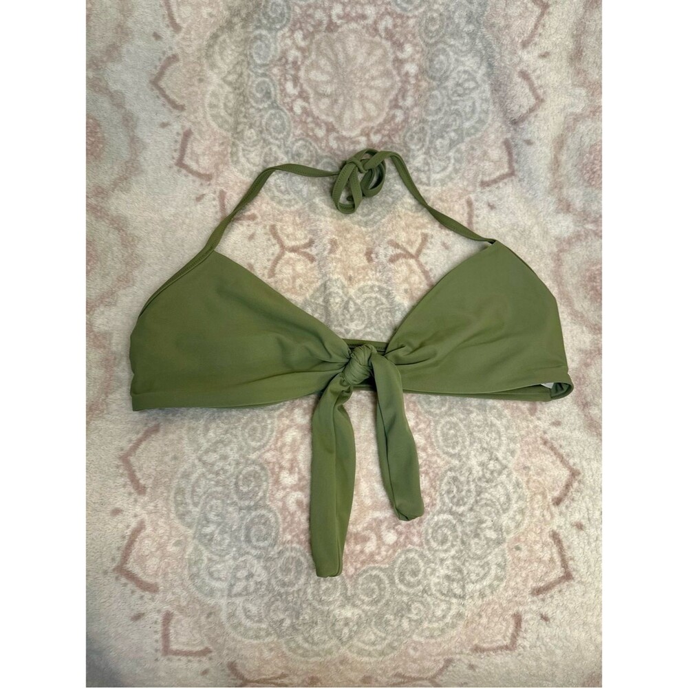 aerie Olive Green Halter Bikini Top L